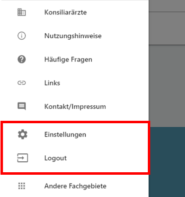 Benutzermenü-Screenshot auf kleinen Endgeräten